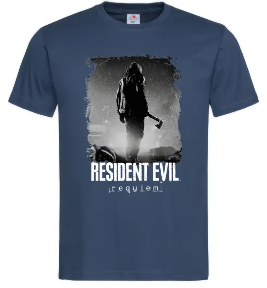 Чоловіча футболка Оселя зла Леон Кеннеді Темно-синій фото