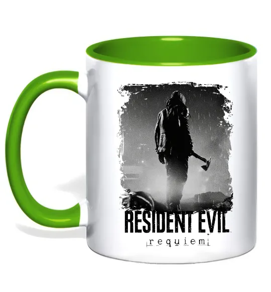 Чашка з кольоровою ручкою Оселя зла Леон Кеннеді Лаймовий фото