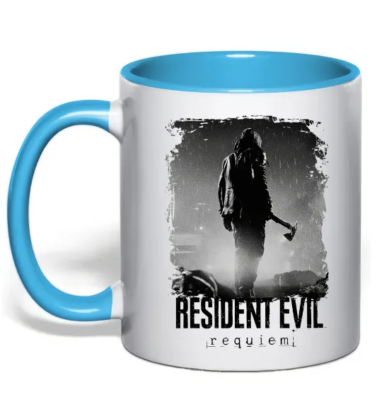 Чашка з кольоровою ручкою Оселя зла Леон Кеннеді Блакитний фото