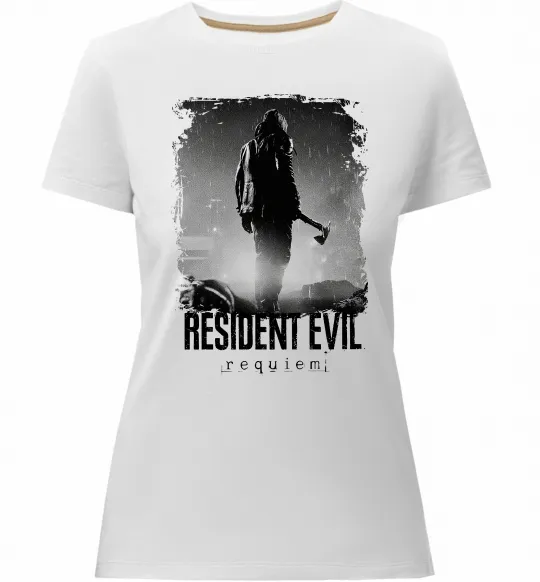 Женская премиум футболка Оселя зла Леон Кеннеді Белый фото