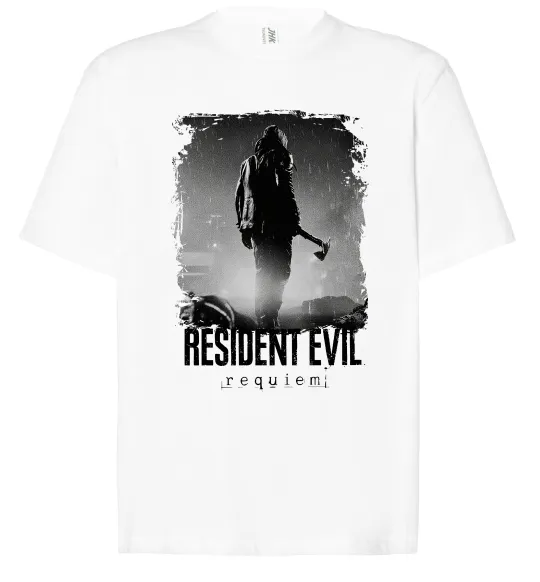 Футболка Оверсайз Оселя зла Леон Кеннеді Білий фото