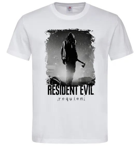 Чоловіча футболка Оселя зла Леон Кеннеді Білий фото