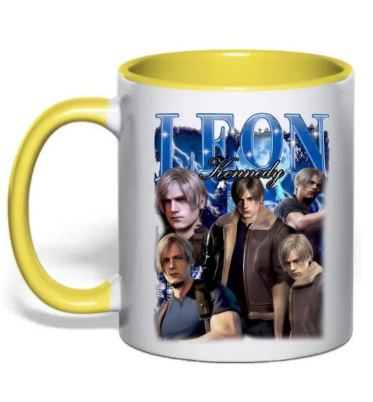 Чашка с цветной ручкой Leon Kennedy Resident Evil Лимонный фото