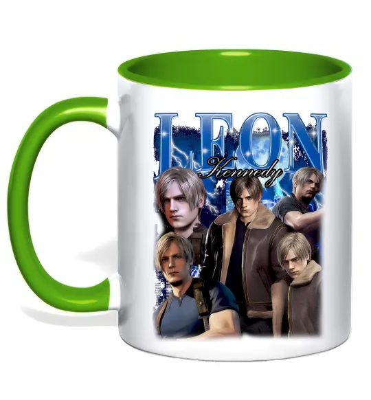 Чашка с цветной ручкой Leon Kennedy Resident Evil Лаймовый фото