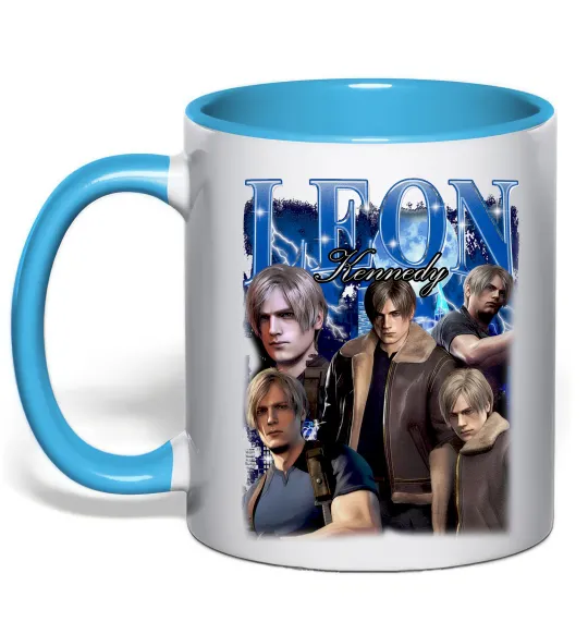 Чашка с цветной ручкой Leon Kennedy Resident Evil Голубой фото