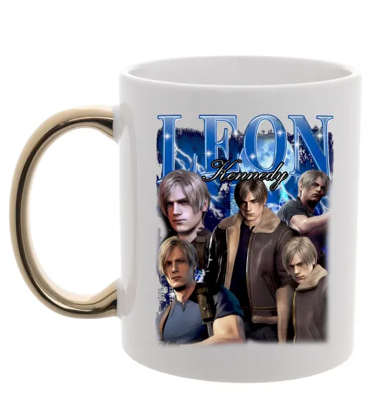 Чашка с цветной ручкой Leon Kennedy Resident Evil Золото фото