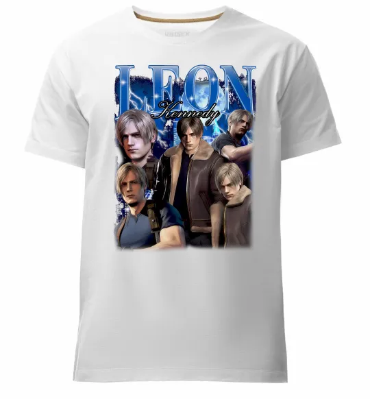 Чоловіча преміум футболка Leon Kennedy Resident Evil Білий фото