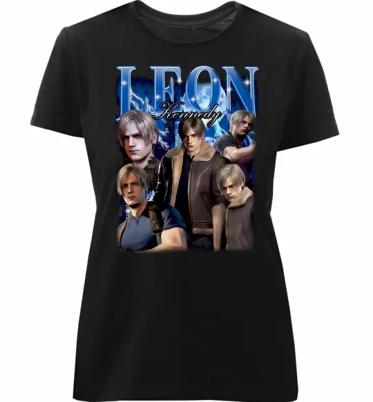 Жіноча преміум футболка Leon Kennedy Resident Evil Чорний фото