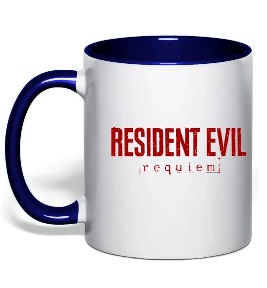 Чашка с цветной ручкой Resident Evil logo Глубокий темно-синий фото