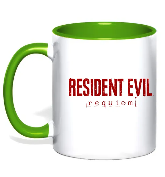 Чашка с цветной ручкой Resident Evil logo Лаймовый фото