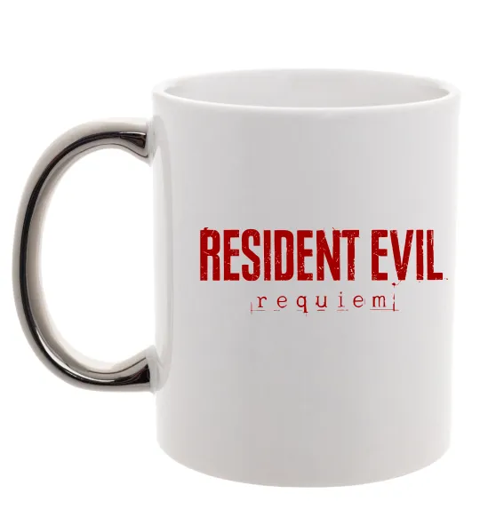 Чашка с цветной ручкой Resident Evil logo Серебро фото