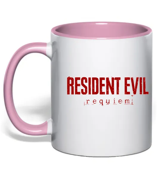 Чашка с цветной ручкой Resident Evil logo Нежно розовый фото