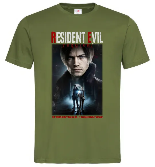 Чоловіча футболка Virus didn`t break us Resident Evil Оливковий фото