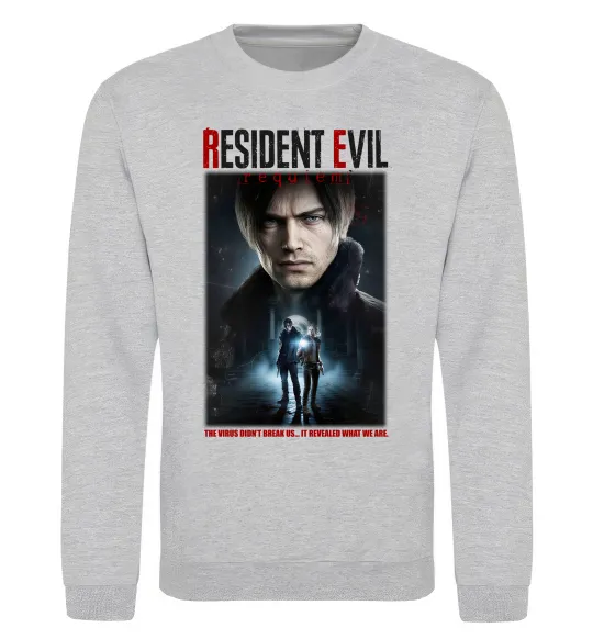 Свитшот Virus didn`t break us Resident Evil Серый меланж фото