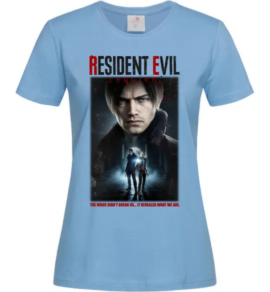 Жіноча футболка Virus didn`t break us Resident Evil Блакитний фото