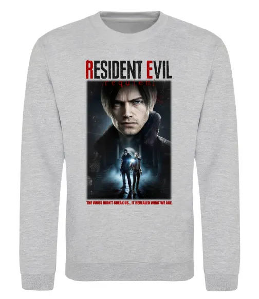 Світшот Virus didn`t break us Resident Evil Сірий меланж фото