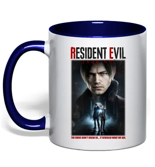 Чашка з кольоровою ручкою Virus didn`t break us Resident Evil Глибокий темно-синій фото