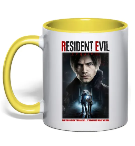 Чашка з кольоровою ручкою Virus didn`t break us Resident Evil Лимонний фото