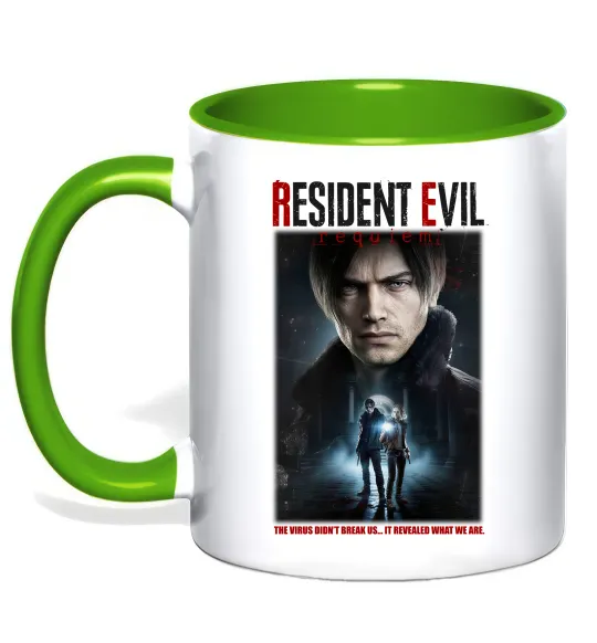 Чашка з кольоровою ручкою Virus didn`t break us Resident Evil Лаймовий фото