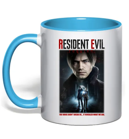 Чашка з кольоровою ручкою Virus didn`t break us Resident Evil Блакитний фото