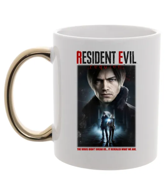 Чашка з кольоровою ручкою Virus didn`t break us Resident Evil Золото фото