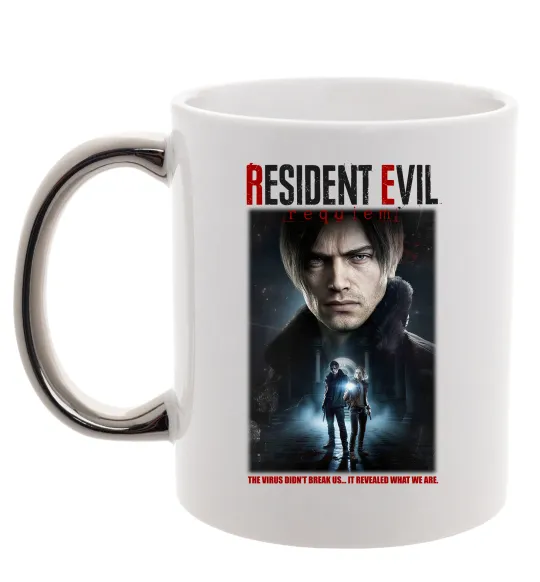 Чашка з кольоровою ручкою Virus didn`t break us Resident Evil Срібло фото