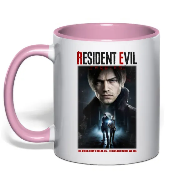 Чашка з кольоровою ручкою Virus didn`t break us Resident Evil Ніжно рожевий фото