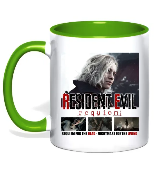 Чашка з кольоровою ручкою Requiem for the dead Resident Evil Лаймовий фото