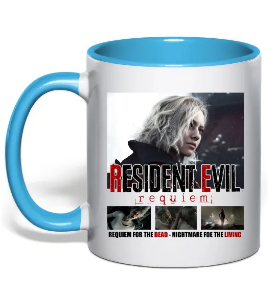Чашка з кольоровою ручкою Requiem for the dead Resident Evil Блакитний фото