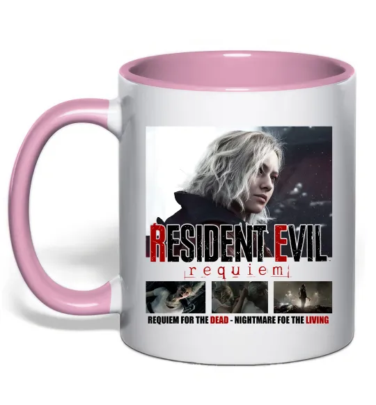 Чашка з кольоровою ручкою Requiem for the dead Resident Evil Ніжно рожевий фото