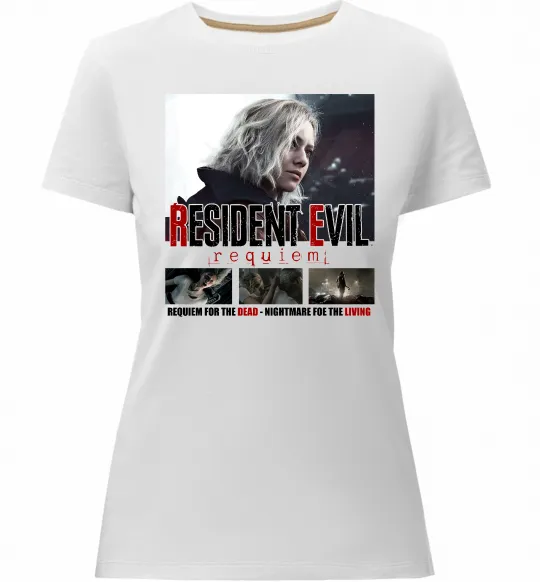 Женская премиум футболка Requiem for the dead Resident Evil Белый фото
