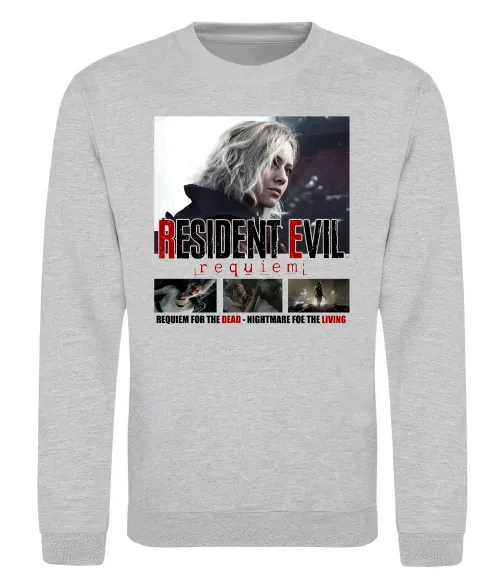 Свитшот Requiem for the dead Resident Evil Серый меланж фото