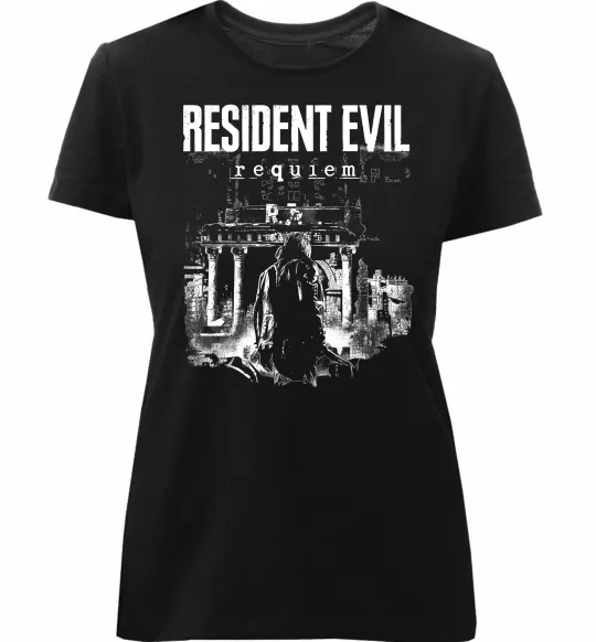Женская премиум футболка Resident Evil Requiem poster Черный фото