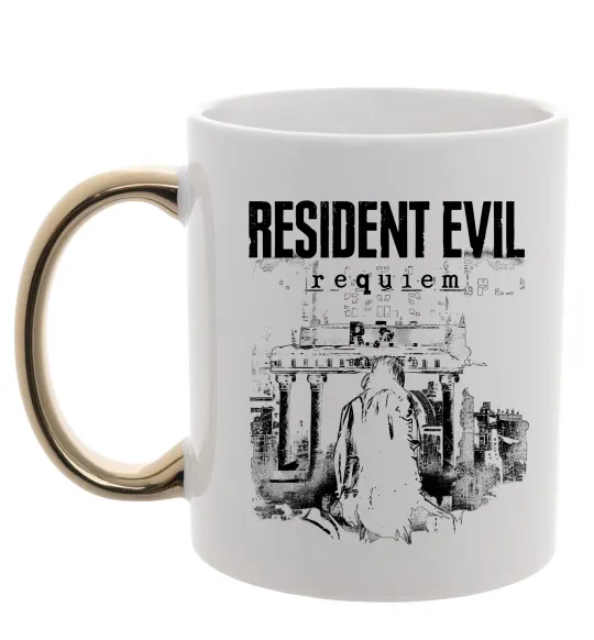 Чашка с цветной ручкой Resident Evil Requiem poster Золото фото