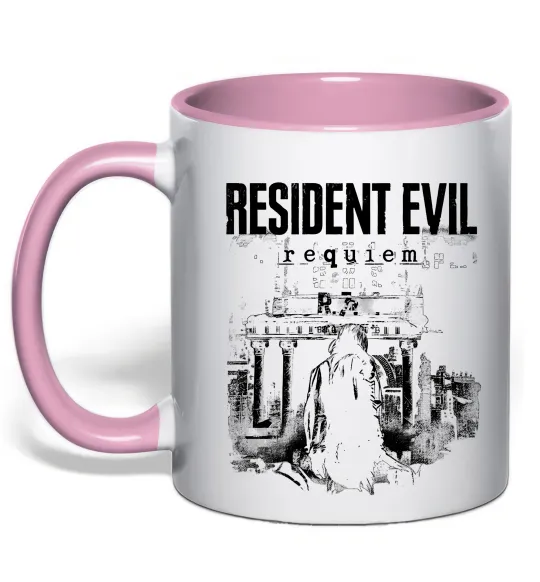 Чашка с цветной ручкой Resident Evil Requiem poster Нежно розовый фото