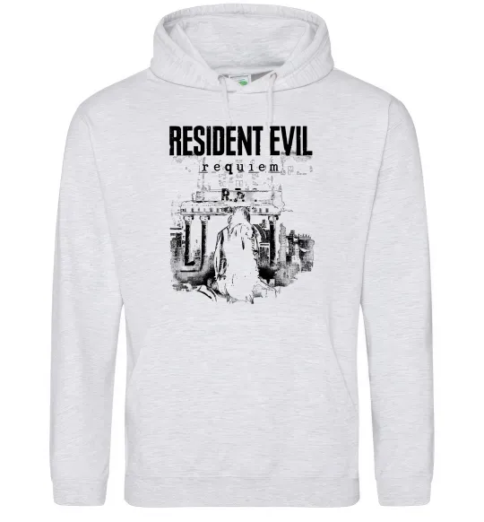 Мужская толстовка (худи) Resident Evil Requiem poster Серый меланж фото