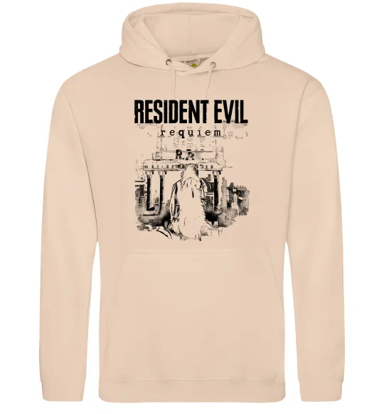 Мужская толстовка (худи) Resident Evil Requiem poster Песочный фото