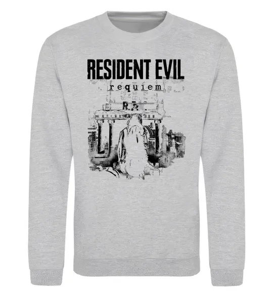 Свитшот Resident Evil Requiem poster Серый меланж фото