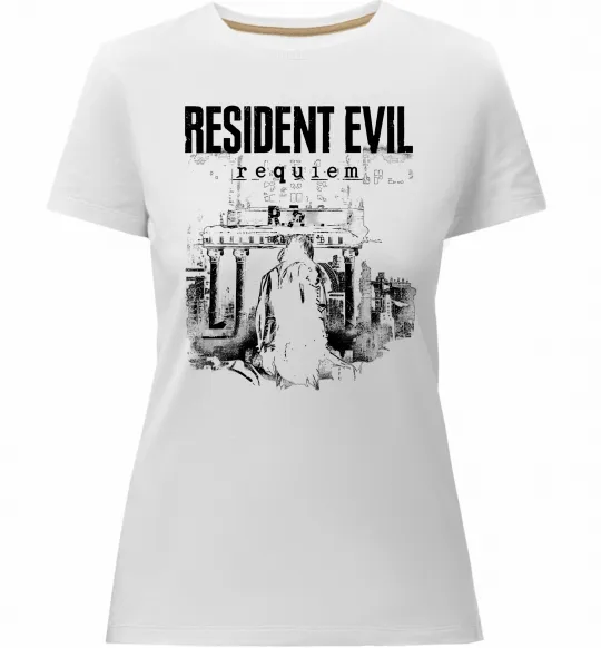 Женская премиум футболка Resident Evil Requiem poster Белый фото