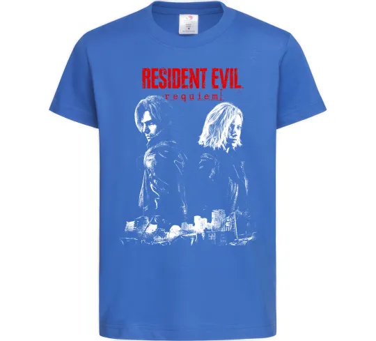 Детская футболка Resident Evil Leon and Grace Ярко-синий фото