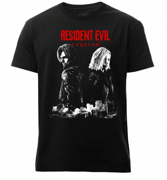 Чоловіча преміум футболка Resident Evil Leon and Grace Чорний фото