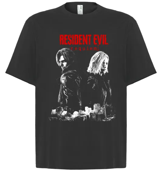 Футболка Оверсайз Resident Evil Leon and Grace Чорний фото