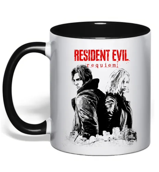 Чашка с цветной ручкой Resident Evil Leon and Grace Черный фото