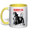 Чашка с цветной ручкой Resident Evil Leon and Grace Лимонный фото