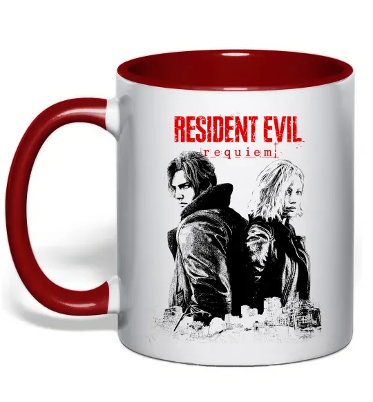 Чашка с цветной ручкой Resident Evil Leon and Grace Красный фото