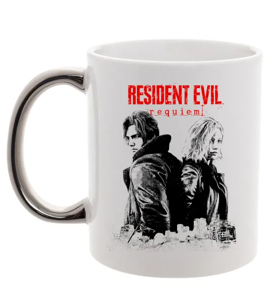 Чашка с цветной ручкой Resident Evil Leon and Grace Серебро фото