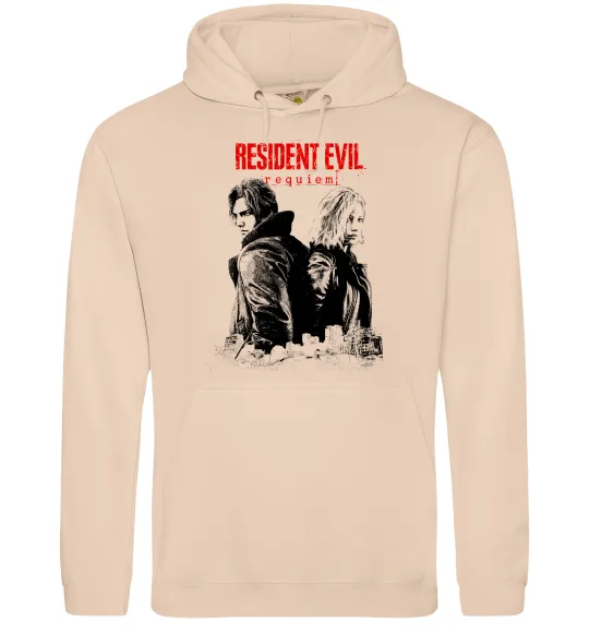 Мужская толстовка (худи) Resident Evil Leon and Grace Песочный фото