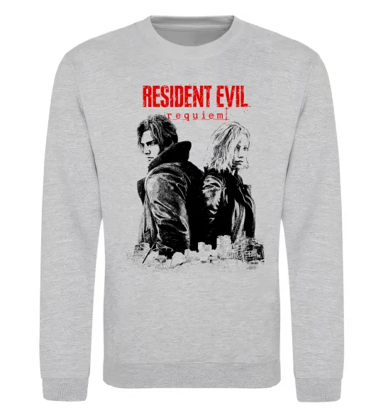 Свитшот Resident Evil Leon and Grace Серый меланж фото