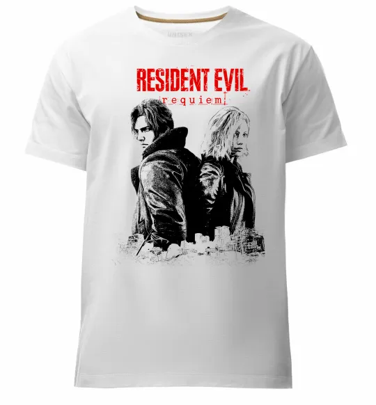 Чоловіча преміум футболка Resident Evil Leon and Grace Білий фото
