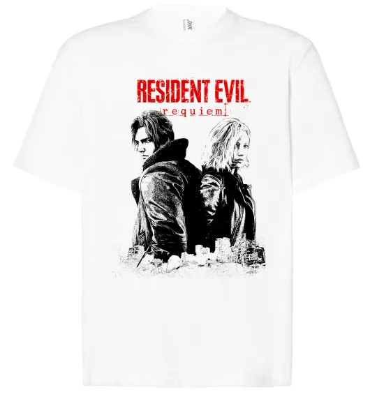 Футболка Оверсайз Resident Evil Leon and Grace Білий фото